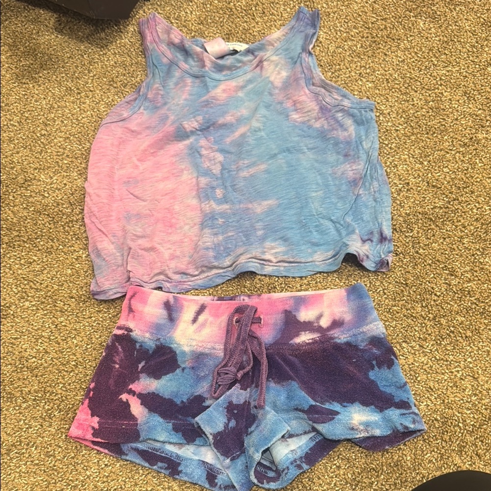 Hard Tail Kids Matching Set - Pink and Blue Tie-Dye